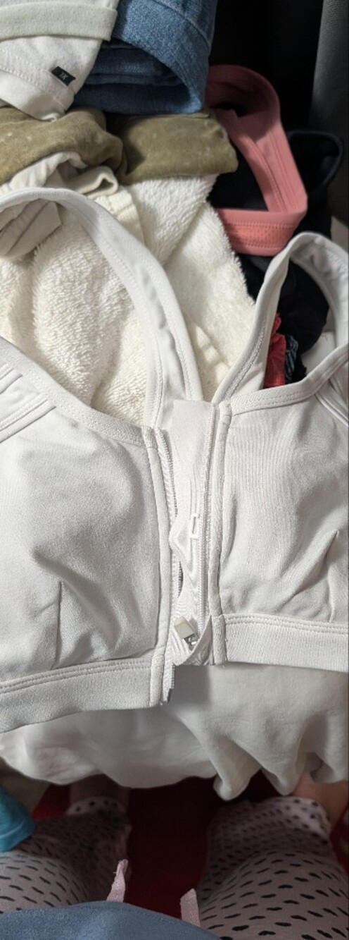 White Sports Bra with Front Zipper